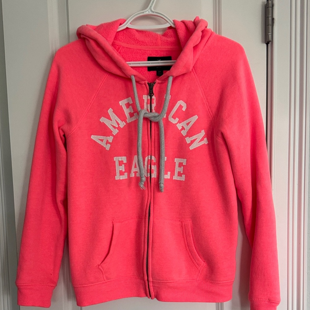 American Eagle Outfitters Pink Hoodie with Logo - Picture 1 of 3